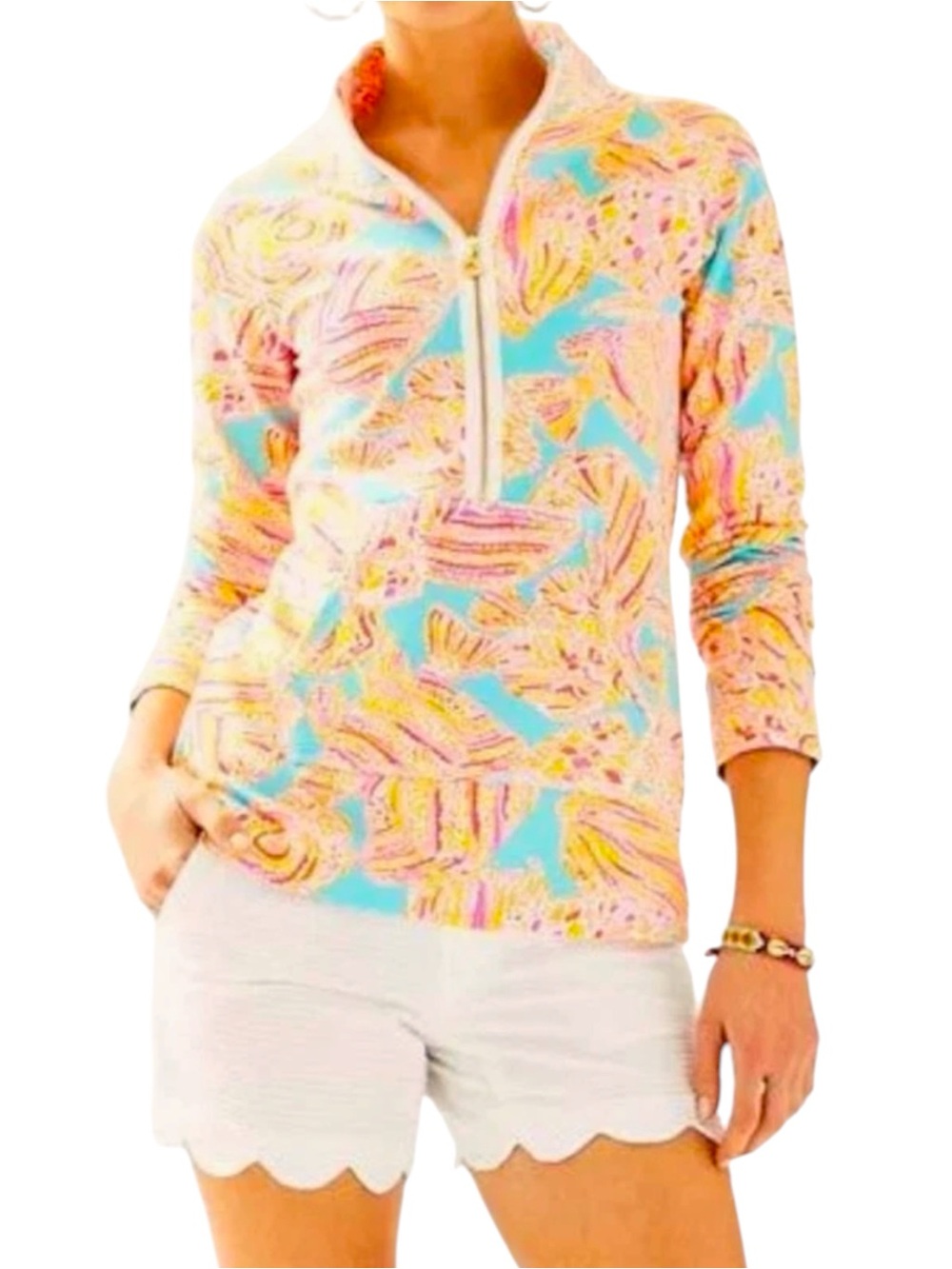 Rare Lilly Pulitzer Skipper Popover Breakwater Blue Tiny Bikini Unicorn Large